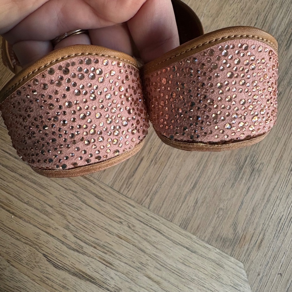NWOB Swarovski Rhinestone Flats Pink Leather Jutti Mojari, Punjabi Jutti SIZE 6 - Picture 7 of 9